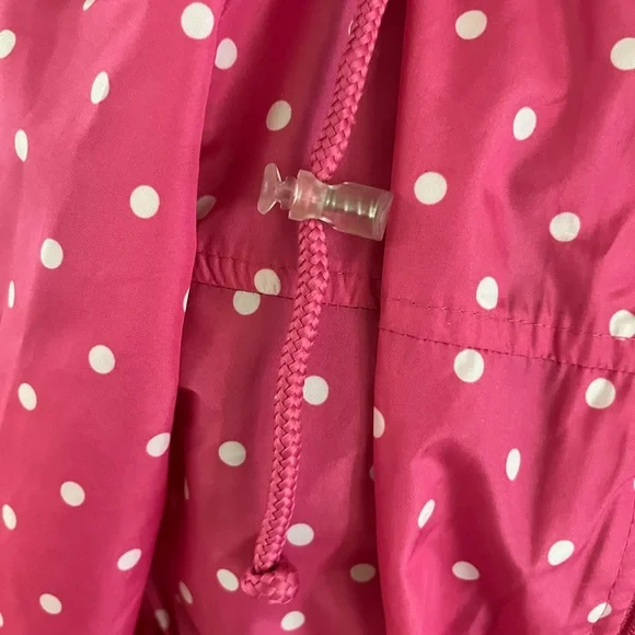 WEATHER TAMER Pink Polka Dot Hooded Parka In A Pocket Jacket 6 NWOT - Picture 5 of 10